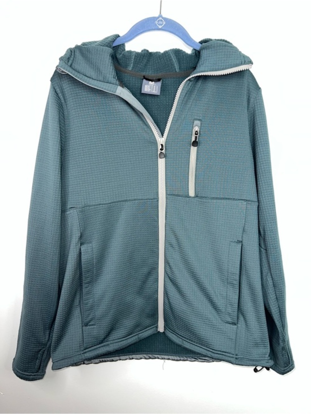 Little Donkey Andy Waffle Fleece Full Zip Hoodie Jacket Blue Gray Men’s S